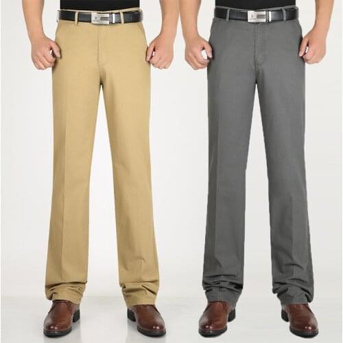 Spring and Summer Middle Aged And Old Age Cotton Casual Pants Mens Straight Tube Loose Business Pants Casual Mens Pants