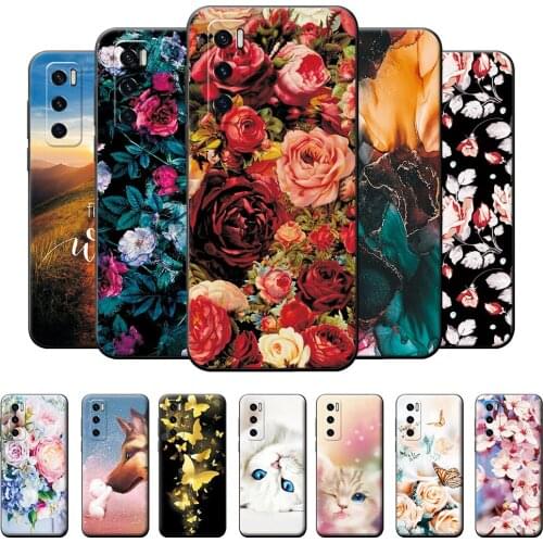 For Vivo V20 Pro Case Retro Rose Flowers Back Cover Coque For Vivo V20 Case Vivo V20 SE Protective Bumper Soft TPU Silicon Cover