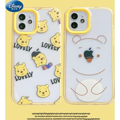 DISNEY Winnie the Pooh Silicone Case for IPhone 11 12Pro Xs Max iPhone 7 8 Plus Official Liquid Silicon 360 Full Cover