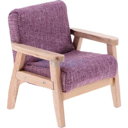 1:12 Scale Wood Dollhouse Miniature Single Sofa Chair Living Room Bedroom Furniture Decor Dolls Action Figures Acc Model Toy