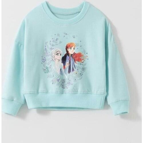Autumn Frozen Elsa Anna Princess Baby Long Sleeve Sweatshirt Girl Round Neck Cotton Top Childrens Pullover Cartoon Kids Sweater