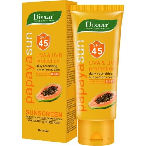 Disaar Papaya sunscreen facial body sunblock skin moisturizing Papaya sun screen face lotion protetor solar facial SFP45 lotion