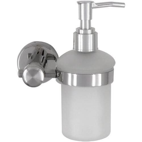 Liquid Soap Dispenser Pump, Wall Mounted Soap/Lotion Dispenser Pump for Bathroom or Kitchen - Frosted Glass/Stainless Steel