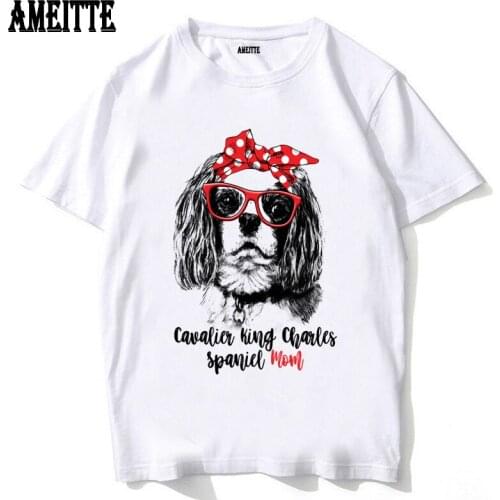 Cavalier King Charles Spaniel Portrait T-Shirt Fashion Men Short Sleeve Funny Cool Boy Casual Tops Hip Hop Man White Tee shirt