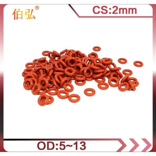 Red Silicon Ring 10PCS/lot Silicone/VMQ O-Ring OD5/6/7/8/9/10/11/12/13*2mm Thickness Rubber O Ring Seal Gasket Rings Washer