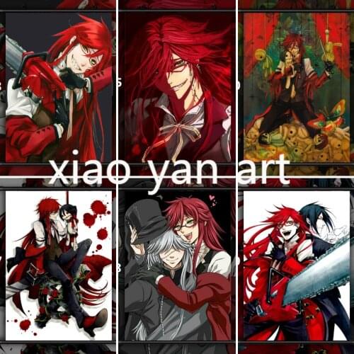 Kuroshitsuji Grell Sutcliff Anime Diamond Painting Diamond Inlaid Diamond Mosaic Diamond Embroidery Cross Stitch Kits Home Decor