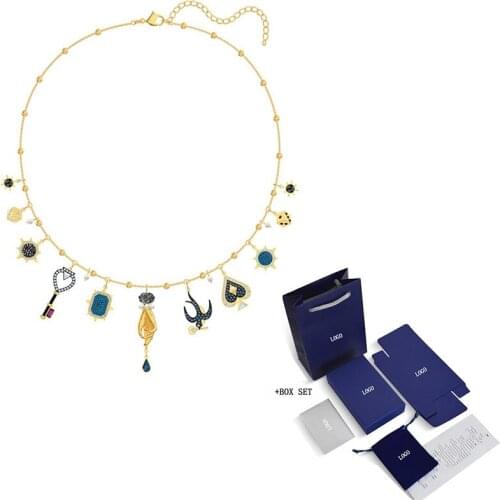 Fashion Jewelry SWA New Tarot Magic Lucky Element Symbol Necklace Color Bird Key Decoration Spades Crystal Ladies Fashion Neckla