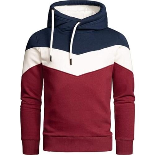 Mens Hoodies Patachwork Color Casual Sweatshirts Boy Sportive Pullover Autumn Winter Warm Male New AW21 Clothes