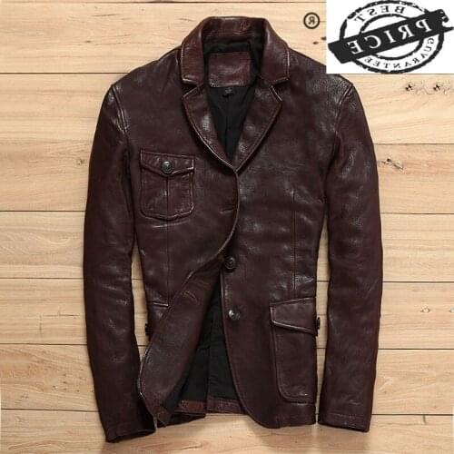 Genuine Leather 100% Jacket Men Real Leather Bomber Jackets Streetwear Winter Spring Business Casual Sheepskin Coat W326a