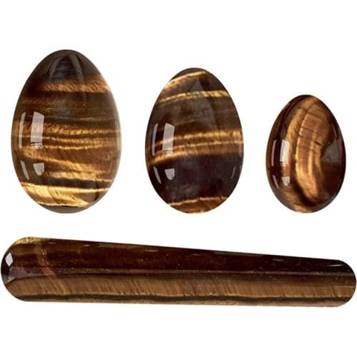 Undrilled Natural Tiger Eye Stone Yoni Egg Set Jade Eggs Women Kegel Exerciser Vaginal Muscle Tightening Ball Crystal Kegel Eggs