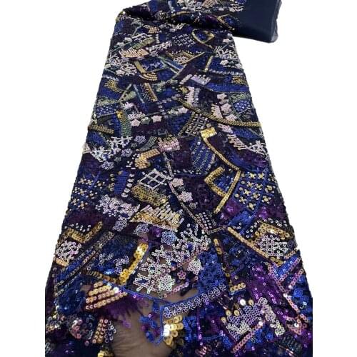 Latest Black African Lace Fabric Nigerian Luxury Heavy Manual Sequins Beads Embroidery 2020 High Quality French Tulle Mesh Lace