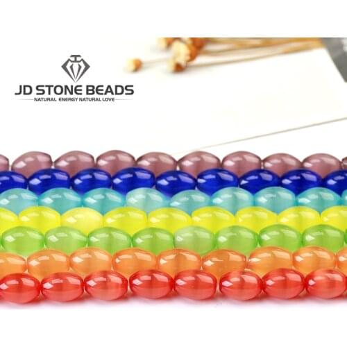 Wholesale Cat Eye Stone Rice Shape Irregular Thread Gemstone Beads For Jewelry Making DIY Bracelet Necklace Accessories