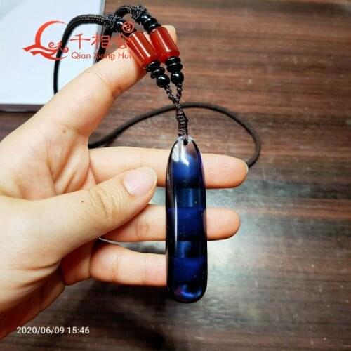125ct 16*65mm sythetic lab created sapphire corudnum pendant necklace jewelry