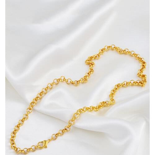 Anniyo Gold Color Circle Chain Neckalces for Women Men Fashion O-Chain Jewelry Cheap Price #214706