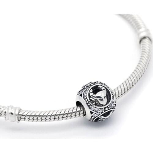 New Retro 925 Sterling Silver Taurus Beaded Pendant Suitable for Pandora Bracelet Bracelet DIY 12 Constellation