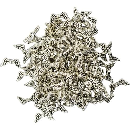 100 Pieces Alloy Angel Wings Shape Pendants Charms for Jewelry Making Craft
