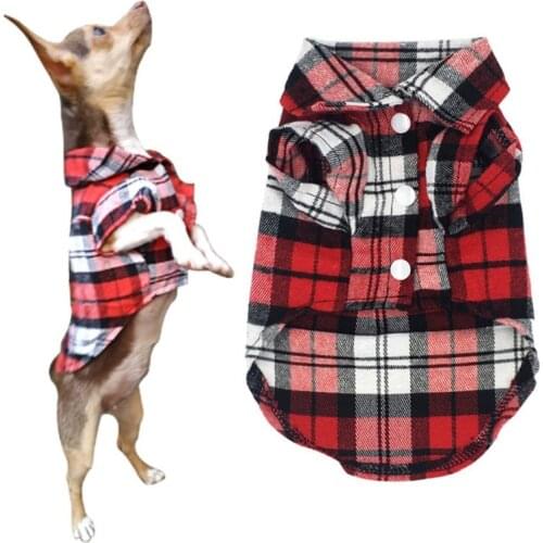 Pet Dog Handsome Plaid Shirt Pet Dog Clothes Puppy Dogs Polyester Shirt For Small Medium Dogs Cat Pet Products