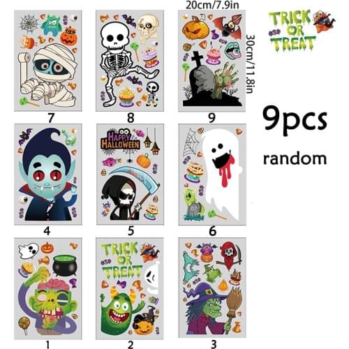 Halloween Party Cartoon Window Static Sticker Door Decor Funny Ghost Vampire Party DIY Happy Halloween Party Decor For Home 2021