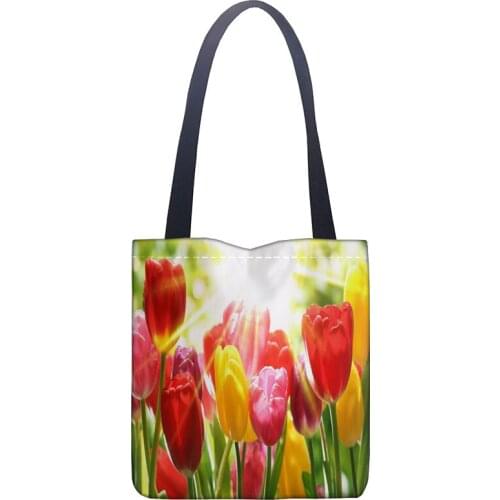 New Arrival Bag 2019 Tulips Handbag Fashion Printing Soft Open Pocket Casual Tote Double shoulder Strap For Women Student