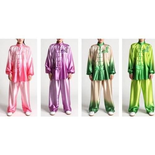 UNISEX top-quality tai chi suits martial arts clothing kung fu performances clothing gradient embroidery taijiquan uniforms