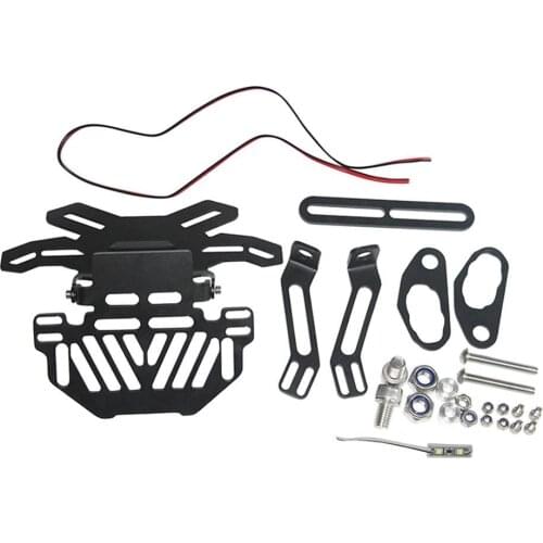 Universal Stainless Steel Motorcycle Rear License Plate Mount Holder LED Light For Honda Kawasaki Yamaha Suzuki Suzuki