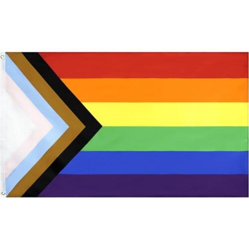 Progress Pride Rainbow Flag 3x5 ft LGBTQ Gay Lesbian Trans People of Color