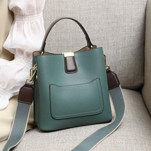Viney womens bag 2020 new tide leather bucket bag Messenger bag female large-capacity Joker shoulder designer bag purses