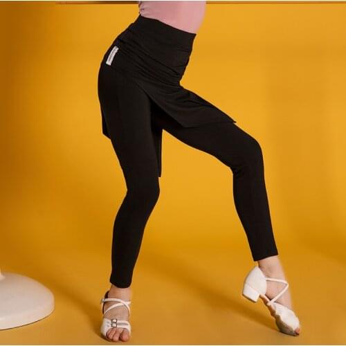 New Girls Latin Dance Pants With Skirt Modern Standard Dance Practice Clothing Tango Samba Salsa Ballroom Dance Costumes DWY5030