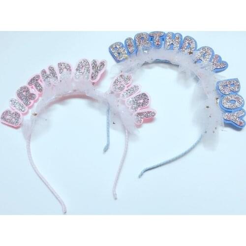 1pc ins Fashion Cute Glitter Birthday Girl Hairbands Birthday Boy Hair Sticks Princess Party Headwear Boutique Hair Accessories