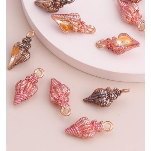 10pcs 20x5mm Small Dripping Oil Conch Jewelry for Making Necklaces DIY Pendants Earrings Ocean Style Charms Handmade Finding