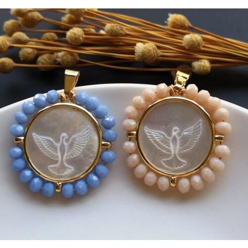 10pcs/lot 30mm Natural Holy Spirit Mother Pearl Shell Pendant Holy Spirit Mother Pearl Charms for Necklace