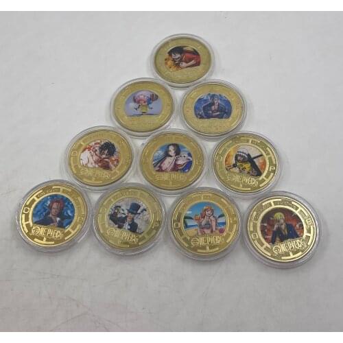 10 Designs Japanese Grandista One Piece Monkey D Luffy Grandline Men Luffy Anime Gold Plated Coins Collectibles and Fans Gifts