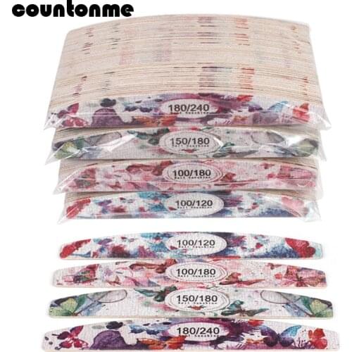 100pcs/Lot Thick Wood Nail Files 100/120/150/180/240 Strong Sandpaper Wood Stick Nail Files For Manicure UV Gel Polisher Tools