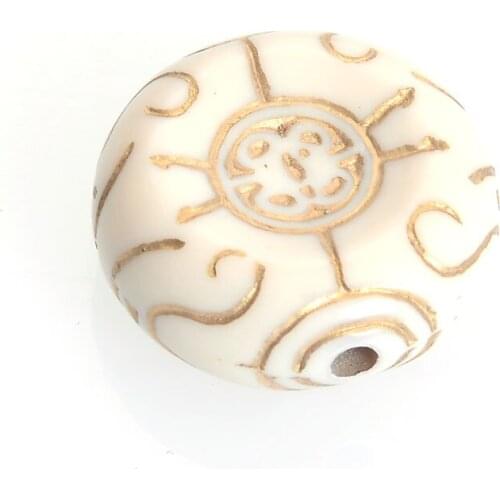 15Pcs/Lot 24MM Fluted Corrugated Plating Acrylic Antique Design Flat Round Spacer Beads For Diy Handmade Jewelry Making Findings