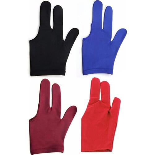 2021 4 Colors Spandex Snooker Billiard Cue Glove Pool Left Hand Open Three Finger Accessory for Unisex Women and Men