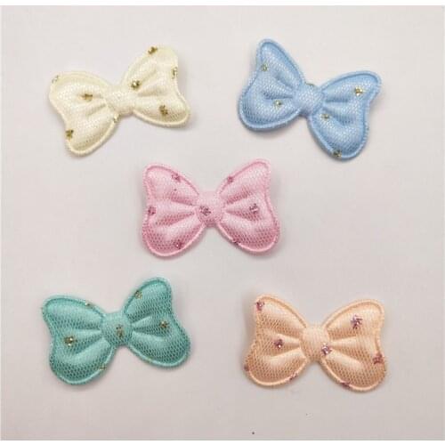 50pcs/lot 3.9*2.5cm Mesh Bowknot Padded Appliques for Children Headwear Hair clip Accessories and Garment Accessories