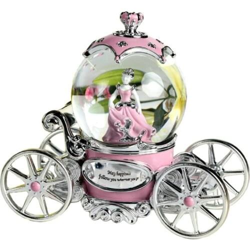 Car Princess Crystal Ball Music Box Spinning Snowflake Crafts Crystal Ball Music Decoration Musicbox Music Box