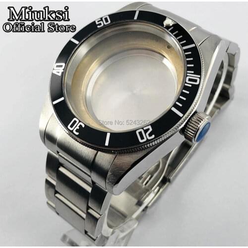 Miuksi 41mm sapphire glass date watch case fit ETA 2836,Mingzhu 2813 miyota 8205 8215 82 series movement mens watch case