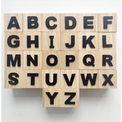 1pc 6x6x6cm English Letters Wooden Baby Toy Standing Nursery Alphabet Word Boy Girl Name Blocks Birthday Gift Home Decoration