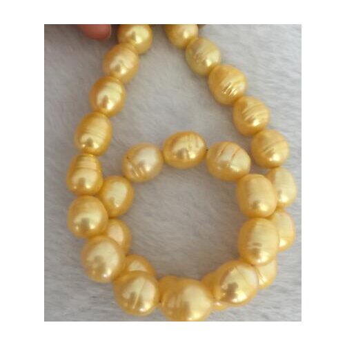 Elegant 12-13mm south sea baroque gold pearl necklace 18inch