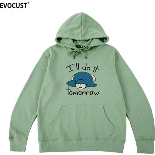Snorlax Anime Funny Cartoon Vaporwave Hawaii tomorrow sleep Creative Harajuku Hoodies Sweatshirts men women unisex Cotton