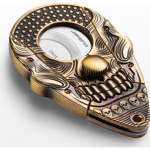 JIFENG Creative Super Sharp Cigar Cutter Stainless Steel Cigars Scissors Tobacco Cutting Cigar W/Leather Case For COHIBA
