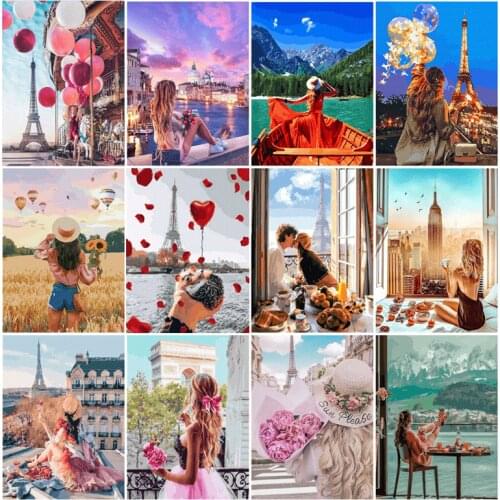 Gatyztory Picture By Number Girl Handpainted Gift Drawing Acrylic Home Decoration Oil Painting By Numbers Figure Wall Art