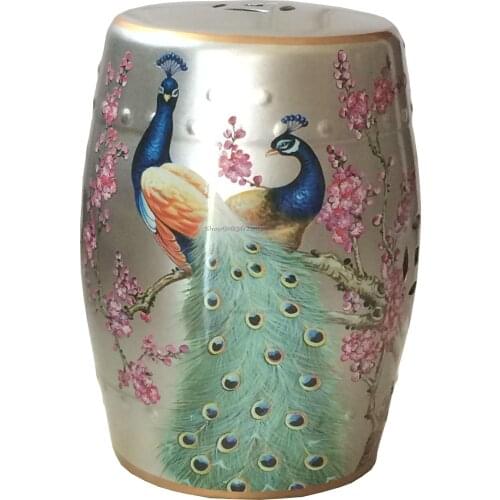 Customized European And American Style Chinese Flower And Bird Hand-painted Ceramic Stool Dressing Shoe Sandal Stool Drum Stool
