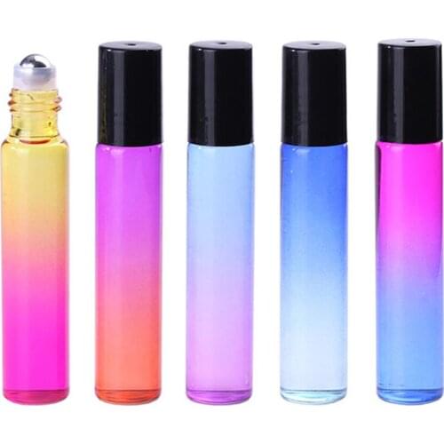 10ml Gradient Color Mini Empty Refillable Perfume Bottle Roller Ball Travel Portable lip Oil storage container make up cosmetics
