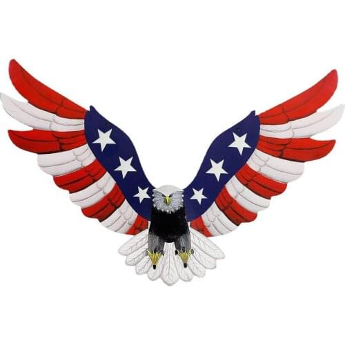 Wrought Iron Eagle Hanging Decoration Open Wings America Flag Print Ornaments Garden Yard Independence Day Eagle Pendant