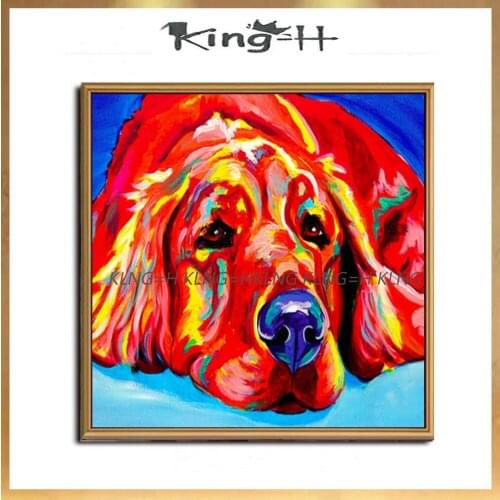 Hand-painted paint quality panel painting red color dog lovely oil painting to decorate the home lobby large murals of the wall