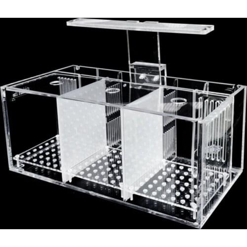 LBER Aquarium LED Acrylic Betta Fish Tank Set Mini Desktop Light Water Pump Filters-Triple