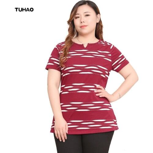 TUHAO Summer Blouse Casual Short Sleeve Womens Tops and Blouses Office Women Blouse Shirt Blusas 10XL 8XL 6XL MSFS
