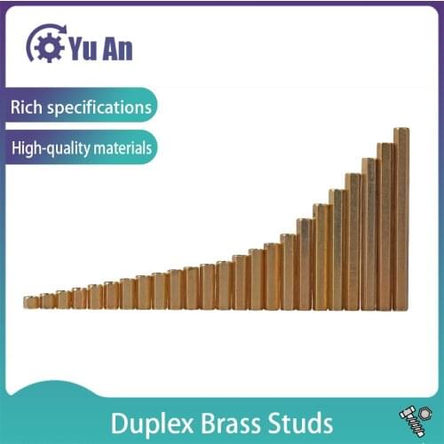 M3M4 Double-pass Brass Stud Column Internal Thread Hollow Copper Stud Hexagonal Copper Isolation Column 3PCS